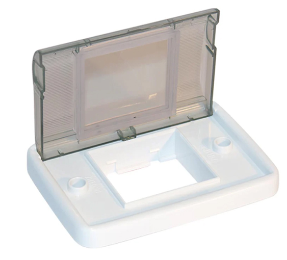 TAPA ESTANCA P/2 MOD BASTIDOR BLANCO Y TAPA TRANSP INTEMPERIE