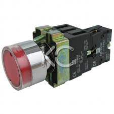 PULSADOR LUMINOSO RAS ARO METAL B/ROJO 1NC 24V C/REDUC TENSION