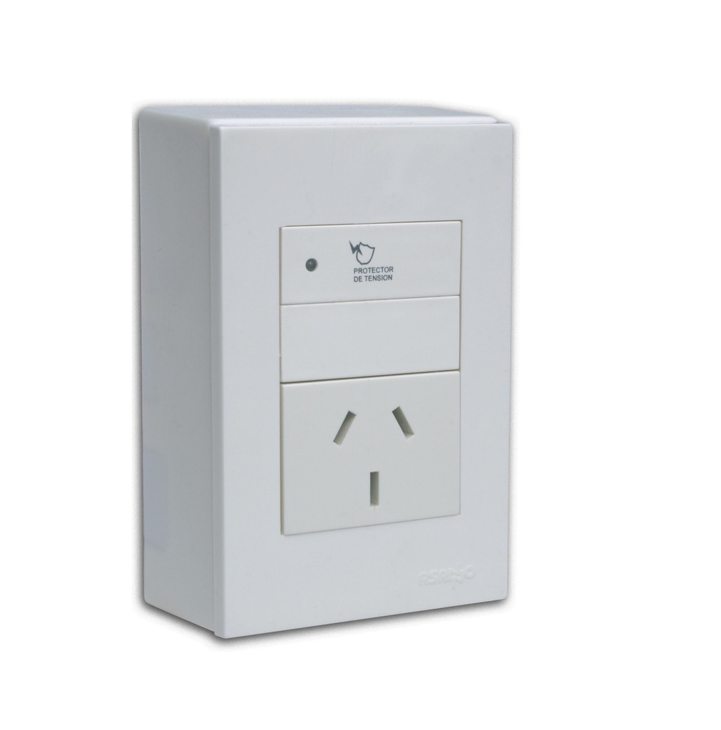 PROTECTOR SOBRE Y BAJA TENSION P/MONTAJE EN PARED TOMA 20A  * * * CON RETARDO DE ARRANQUE  * * *
