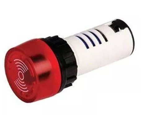 ZUMBADOR 22MM C/INDICACION LUMINOSA 220V  COLOR ROJO