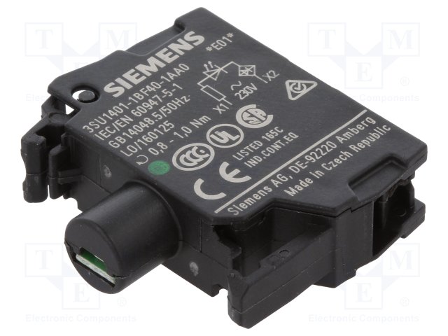 PORTALAMP C/LED INTEGRADO 24VCA/VCC VERDE P/PULSADOR LUMINOSO O LAMPARA   3SU1401-1BB40-1AA0
