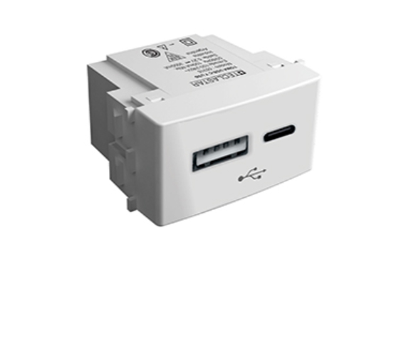 MOD CARGADOR USB + USB C 220V 5V 3A BLANCO
