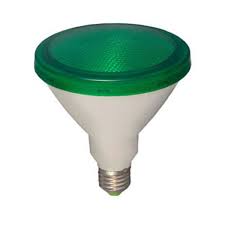 LAMPARA LED PAR38 E27 12W 230VCA VIDRIO LUZ COLOR VERDE IP65  PAR38-12W-G