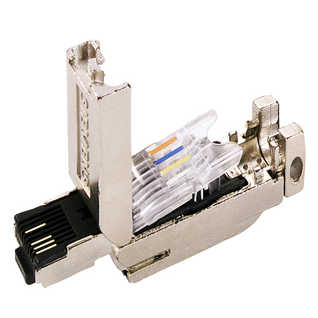 IE FC CONECTOR RJ45  PLUG 180 2X2 (10/100MBIT/S) C/ CAJA DE METAL ROBUSTA Y TECNOLOGIA DE CONEX. FC  P/ CABLE IE FC 2X2 SALIDA CABLE 180º   6GK1901-1BB10-2AA0
