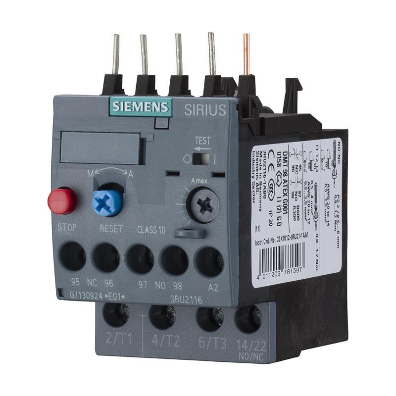 RELÉS DE SOBRECARGA TÉRMICOS SIRIUS INNOVATIONS S00,REGULACIÓN 1,4 - 2 A, 1NA+1NC   3RU2116-1BB0