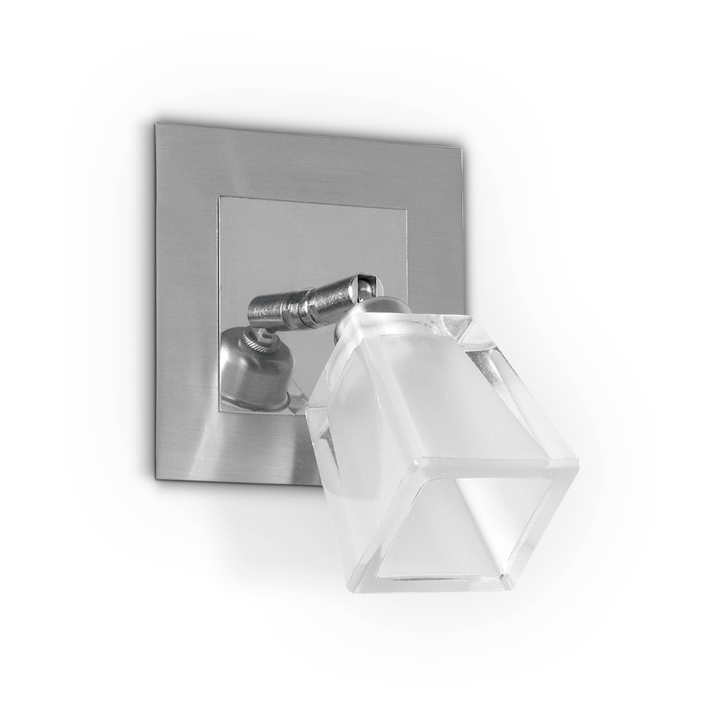 APLIQUE 1 LUZ BASE CUADRADA 11x11cm ACERO TULIPA CUBETO