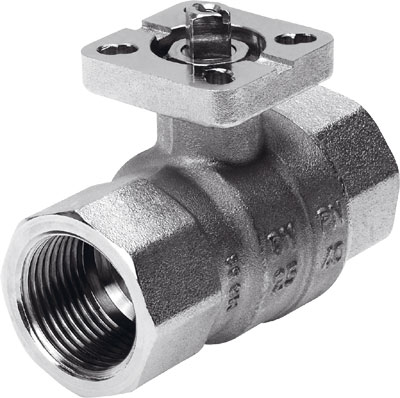 VALVULA BOLA / 2/2 / ROSCA RP 1 1/2" - DN 40 / TALADRO BRIDA F04-F05 / JUNTA HNBR PTFE - CUERPO LATON