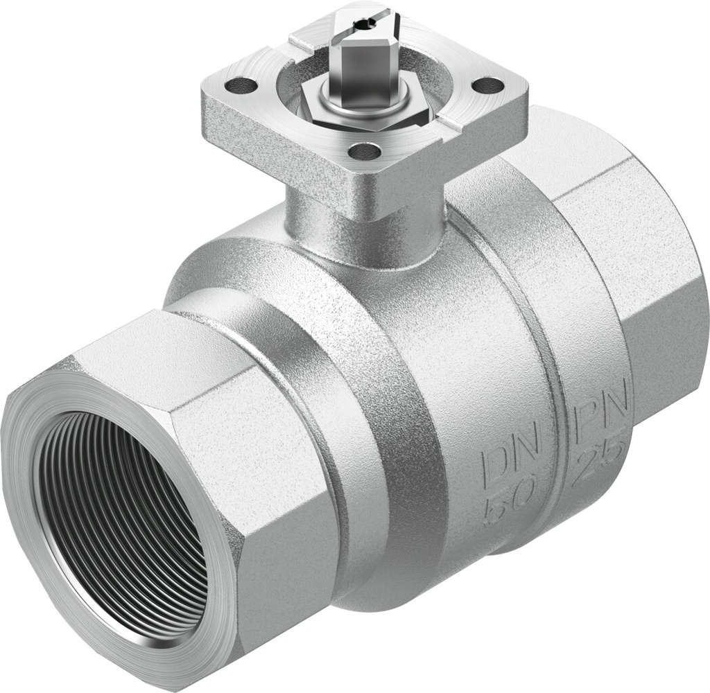 VALVULA BOLA / 2/2 - ROSCA RP 1 1/2" - DN40 - PN25 / TALADRO BRIDA F04-F05 / JUNTA HNBR PTFE - CUERPO LATON