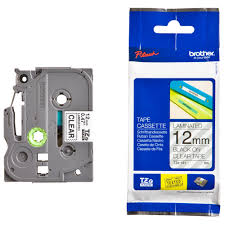 CINTA LAMIN 1.2" (12mm) L:8mts NEGRO SOBRE TRANSPARENTE