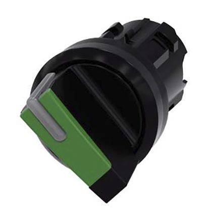 SELECTORA ILUMINABLE 2 POS C/RETEN NEGRA SEÑALADOR VERDE PLASTICO   3SU1002-2BF40-0AA0