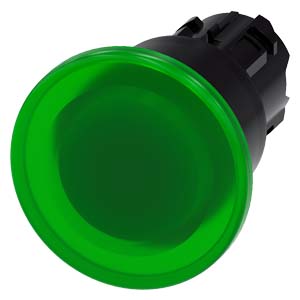 PULSADOR HONGO ACT Ø40MM PLAST SIN CONTACTOS IP69K VERDE CON RETENCION ILUMINABLE   3SU1001-1BA40-0AA0