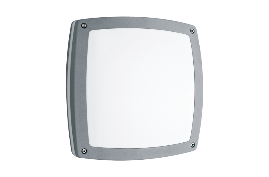 APLIQUE PARED 2X23W E27 C/DIF POLIC GRIS ALUMINIO  PETRA