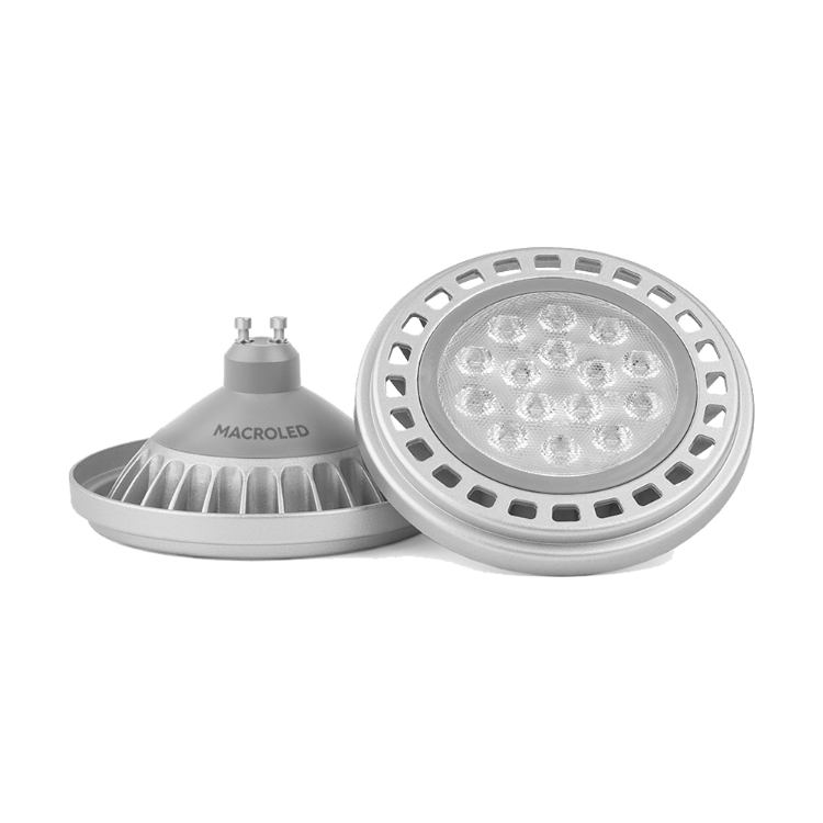 LAMP LED AR111 GU10 15W 220V LUZ CALIDA 2700K 1300LM 30000HS ALUM GRIS     DIMERIZABLE 
