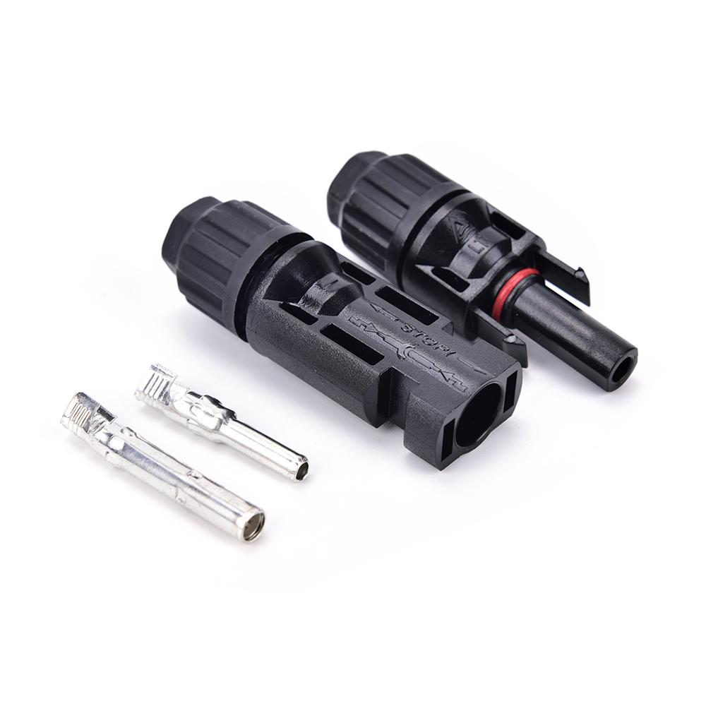 ACCESORIO CONECTOR SOLAR DE PVC TIPO MC4 PAR MACHO Y HEMBRA 4-6mm P/PANELES SOLARES 1500V
