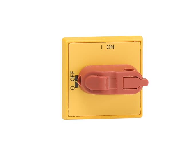 MANIJA AMARILLA Y ROJA IP54 TIPO PERILLA C/BLOQUEO CANDADO   OHYS3RH (PARA OT MONTAJE EN PUERTA) P/MODELOS OT16…80FT