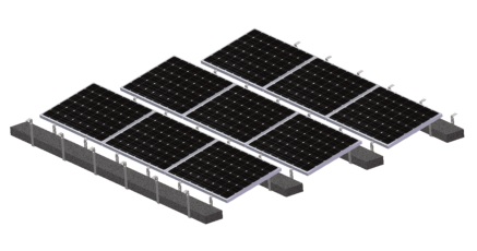 SISTEMA DE MONTAJE PARA TECHO PLANO PARA CONTRAPESO (HORMIGON SOLAR NO INCLUIDO, SI INCLUYE: BASE DE AGARRE, PIE DELANTERO Y TRASERO Y AGARRE FIN PARA PANELES SOLARES DE  1990×992×35mm ) --> VAN 4 POR PANEL SOLAR HORIZONTAL Y SE COMPARTEN CON FILA ANTERIOR O SIGUIENTE (FABRICADO ARGENTINA) soporte nacional