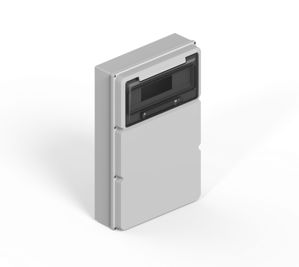 CAJA IP65 P/12 POLOS DIN + DOS MODULOS CIEGOS - GRIS