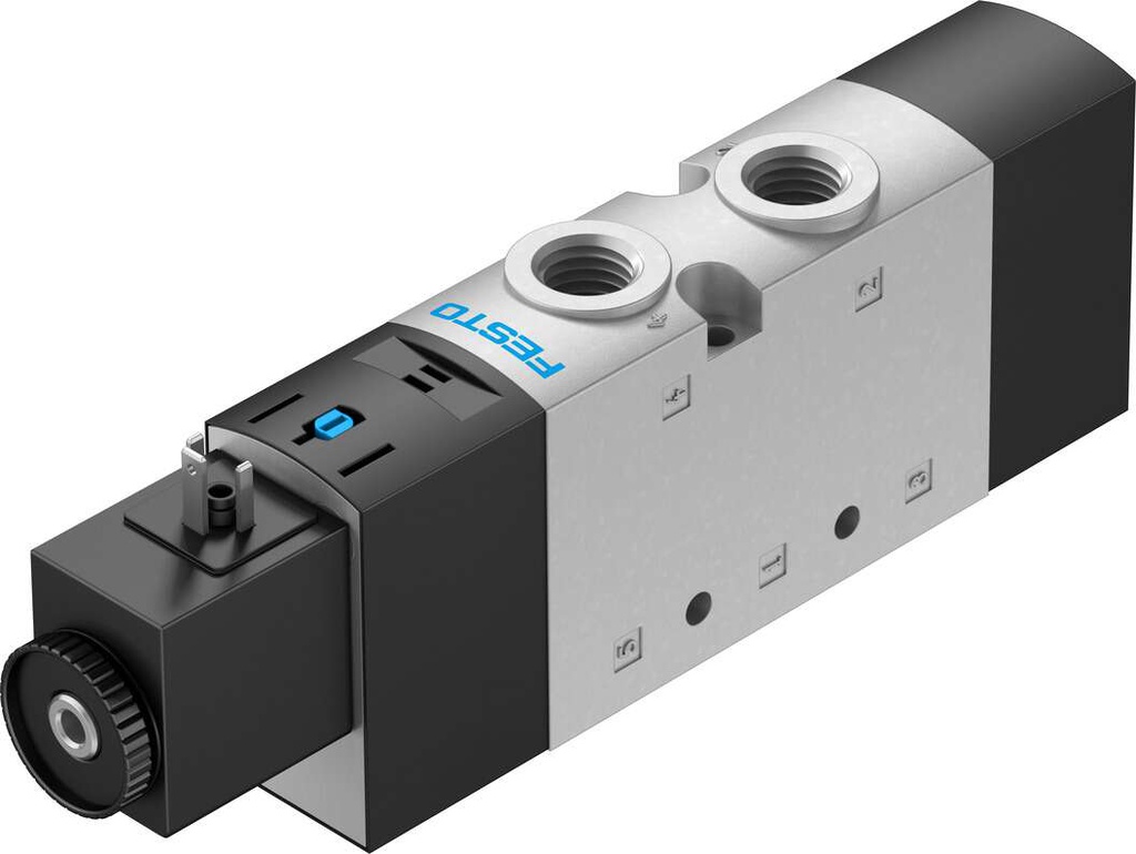 VALVULA VUVS-LT25-M52-MD-G14-F8-1C1 / 5/2 MONO / MUELLE MEC / PILOT INT / ACCION MAN AUX PULS / CONEX NEU G1/4 / BOBINA 24VDC P/ CONECTOR TIPO C