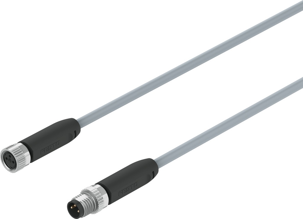 CABLE NEBA-M8G3-U-1-N-M8G3 / CONEX. DER. TIPO ZOCALO RECTO MACHO M8 / IZQ. ZOC. RECTO HEMBRA M8 / 3 CONTACTOS / LONG 1M