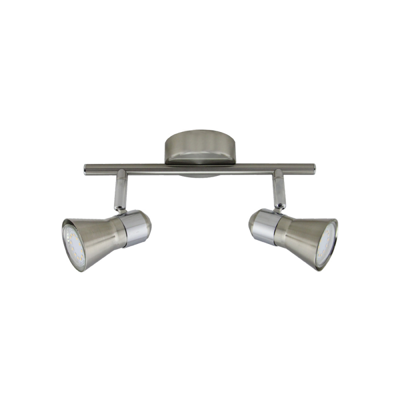 APLIQUE 2 LUCES GU10 ZAMAK NIQUEL MATE   PAZ II