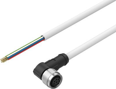 CABLE NEBC-M12W8-E-2-N-B-LE8 / CONEX. IZQ. M12 CODIF. A - ZOC. ACODADO 8 PINES / CONEX. DER. EXT. ABIERTO 8 PINES / LONG. 2M