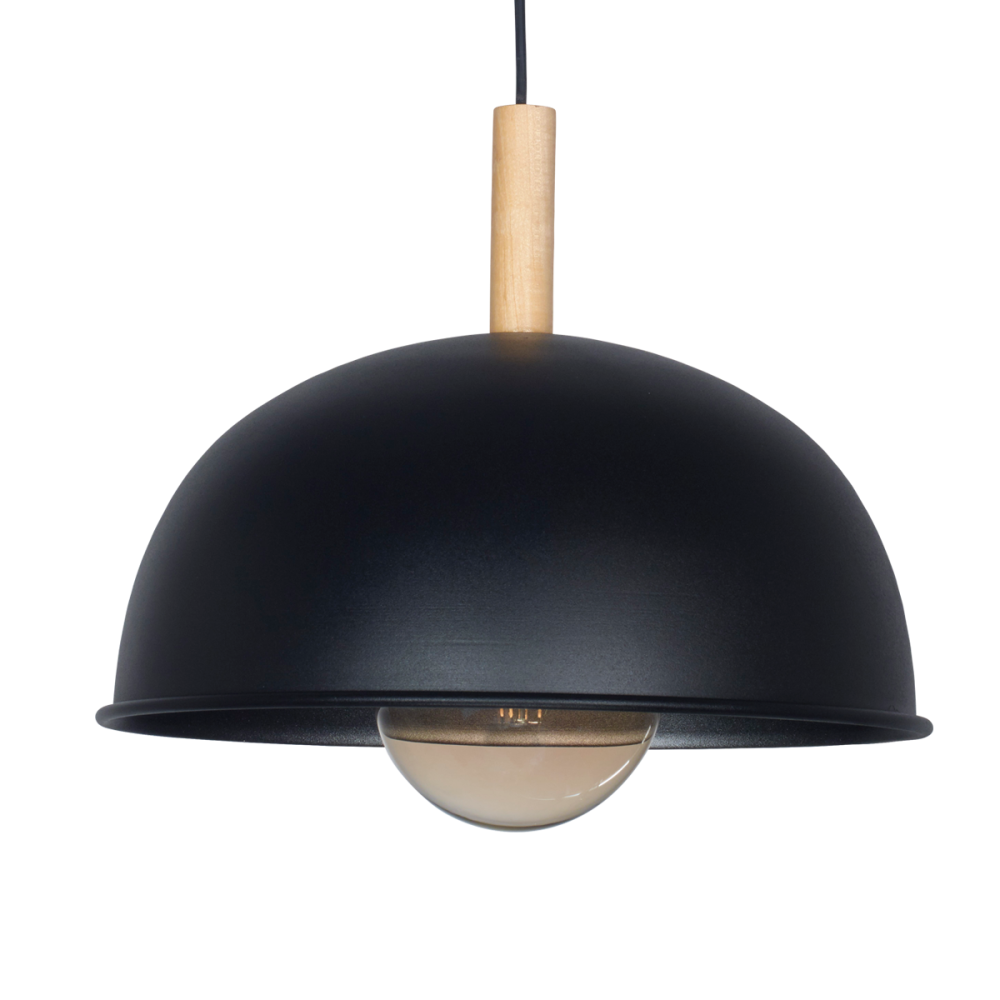 COLGANTE ALUMINIO MEDIA ESFERA E27 DIAM 340MM NEGRO.