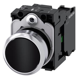 PULSADOR RAS. ACT Ø22MM METAL COMPLETO 1NA IP69K NEGRO   3SU1150-0AB10-1BA0