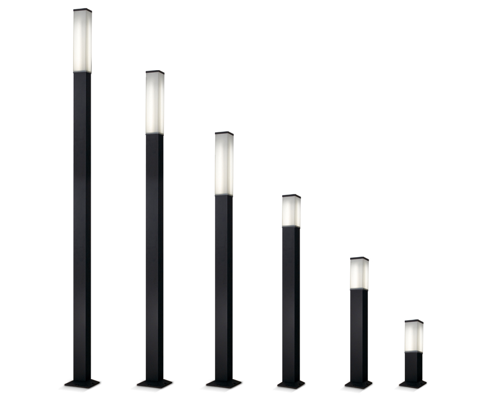 FAROLA ALUMINIO CUADRADA 2MTS E27 COLOR NEGRO