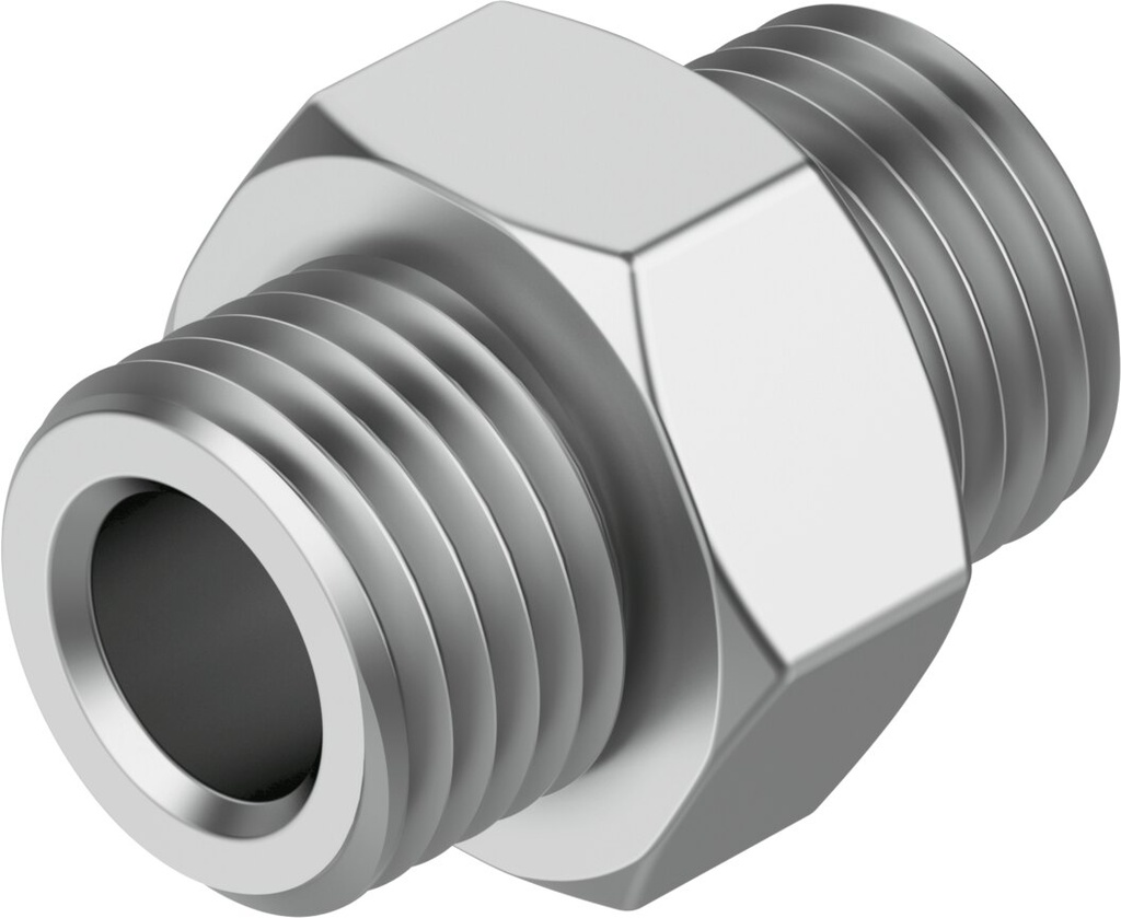 EMPALME DOBLE RECTO / ROSCA EXT.  G3/8 - G1/2 / LATON NIQUELADO