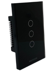 TECLA SMART NEGRO 3 CANALES AC100-240V MAX 10A CON CAPACITOR (EX TSX3N-CP)