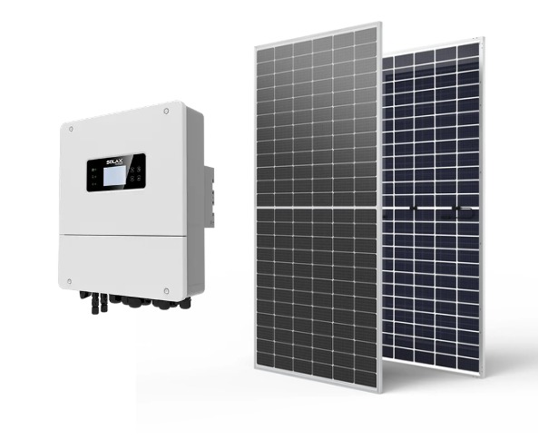 Pack Solar hibrido monofasico 3KW  paneles con devolución de energía a la red y batería de Litio (genera anualmente ~ 4500KWh) con wifi + protección + estructura para techo inclinado + cables de DC y AC