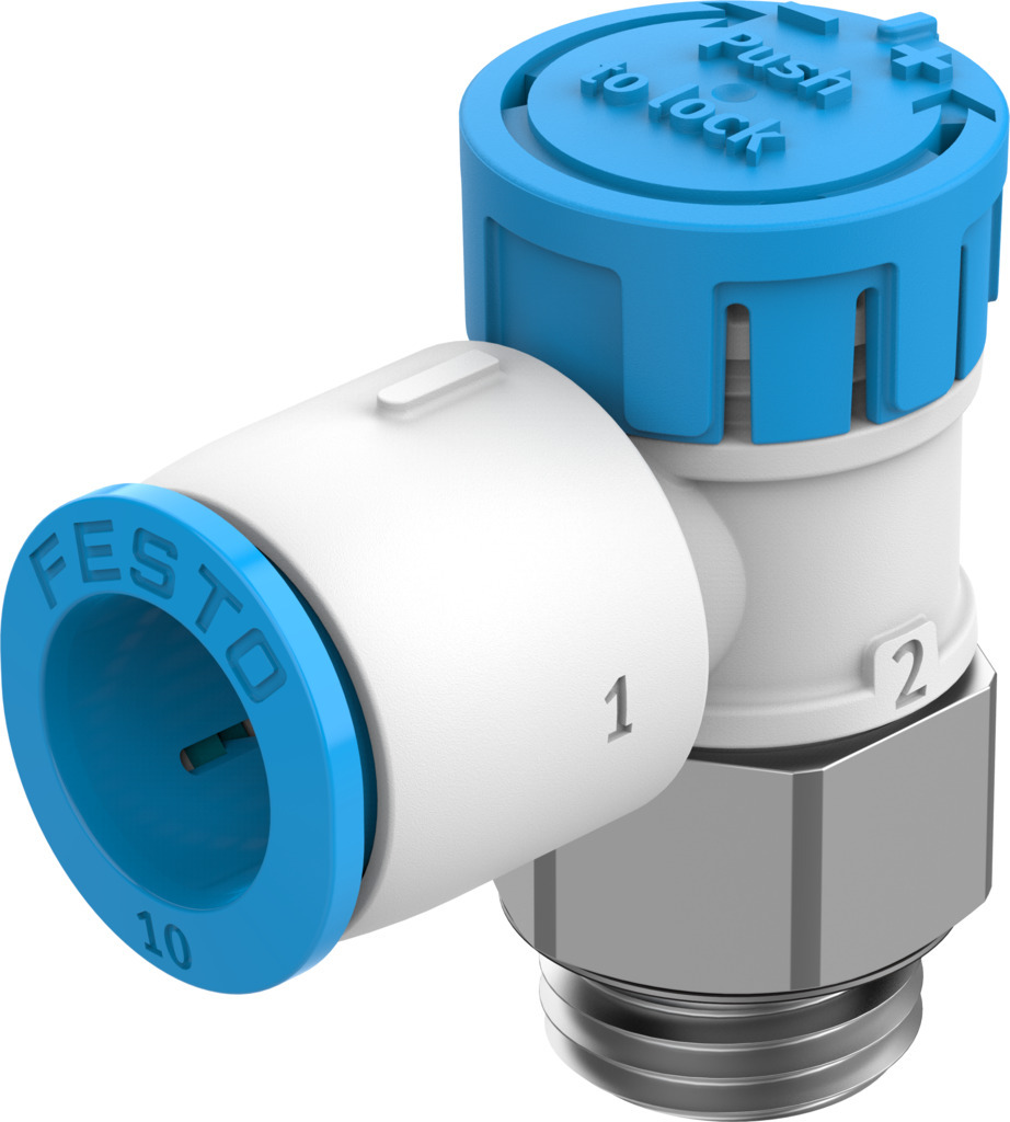 VALVULA ESTRAGULADORA-ANTIRRETORNO / DE ESCAPE / CONEX. NEU G1/4 - RACOR 10MM / CAUDAL NOM. 500 L/MIN / AJUSTE BOTON GIRATORIO C/ BLOQUEO