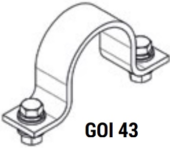 GRAMPA DE ACERO INOXIDABLE TIPO OMEGA PARA CAÑO DE 1 1/4" BSP CON TORNILLOS W 5/16"