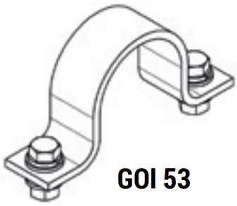 GRAMPA DE ACERO INOXIDABLE TIPO OMEGA PARA CAÑO DE 1 1/2" BSP CON TORNILLOS W 5/16"