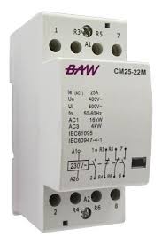Contactor modular Bipolar 2P Un=230Vca. 2NO. In=40A. 6kW. Uc=220Vca. 2 módulos.