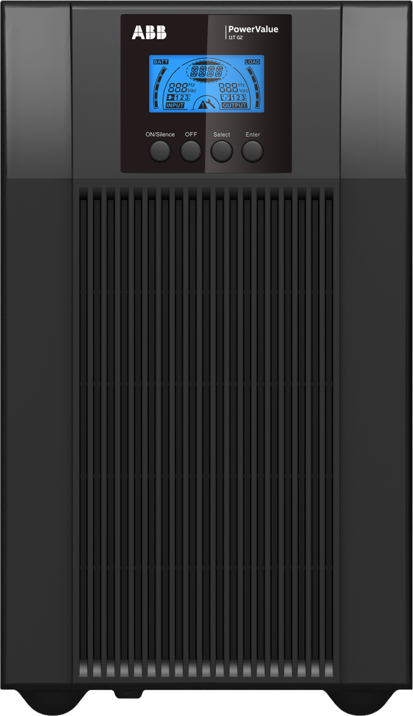 UPS 1kVA (formato Tower). Entrada típica 220Vac, salida típica 220Vac. VFI online doble conversión, 900W, batería interna, 8.5min, RS232, USB, mini COM slot