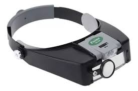 LUPA PERSONAL TIPO MINERO  3 LENTES CON LED  5.8x.   Bateria: 2 pilas AAA (no incluidas).