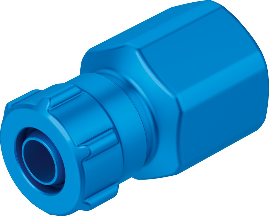 RACOR RECTO / ROSCA INT. G3/8 - PK 6MM - P/ TUBO DIAM. EXT. 8MM / MAT. ALUMINIO - C/ ANILLO DE JUNTA