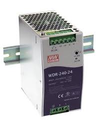 Fuente de alimentacion, Monofásica y Bifásica, Entrada 180...550 VAC / 254...780 VDC, Salida 24VDC / 10A, 240W, Con montaje a riel DIN. Con protecciones de corto circuito, sobrecarga, sobretension y sobretemperatura, Temperatura de trabajo -25...70 oC, 89.5% de eficiencia, Tamaño 63*125,2*113,5mm.