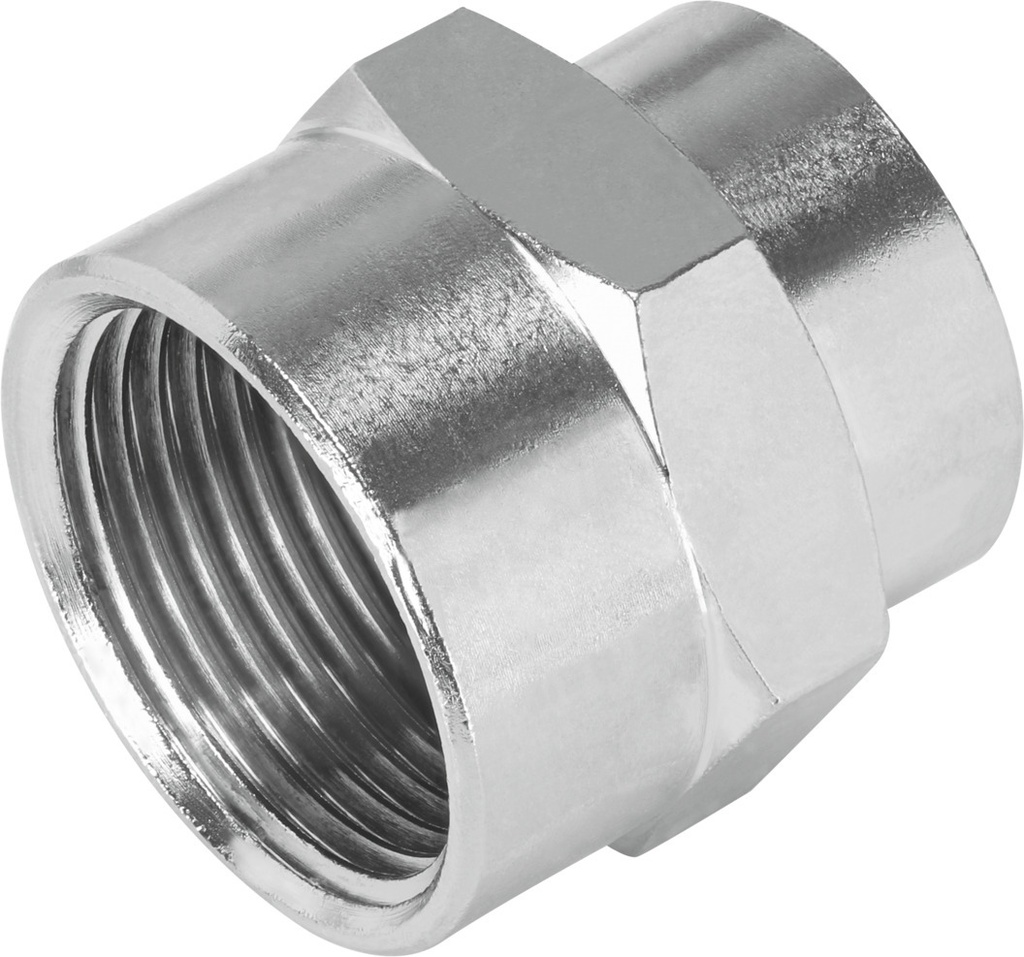 MANGUITO DE EMPALME RECTO / ROSCA INT. G1/2 / LATON NIQUELADO