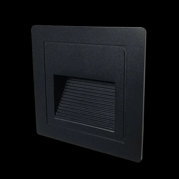 SEÑALIZADOR DE EMBUTIR EXTERIOR NEGRO 3W LUZ CALIDA 3000K