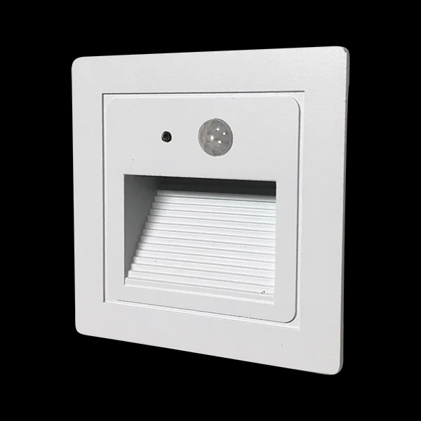 SEÑALIZADOR DE EMBUTIR EXTERIOR BLANCO 3W LUZ CALIDA 3000K C/SENSOR DE MOVIMIENTO