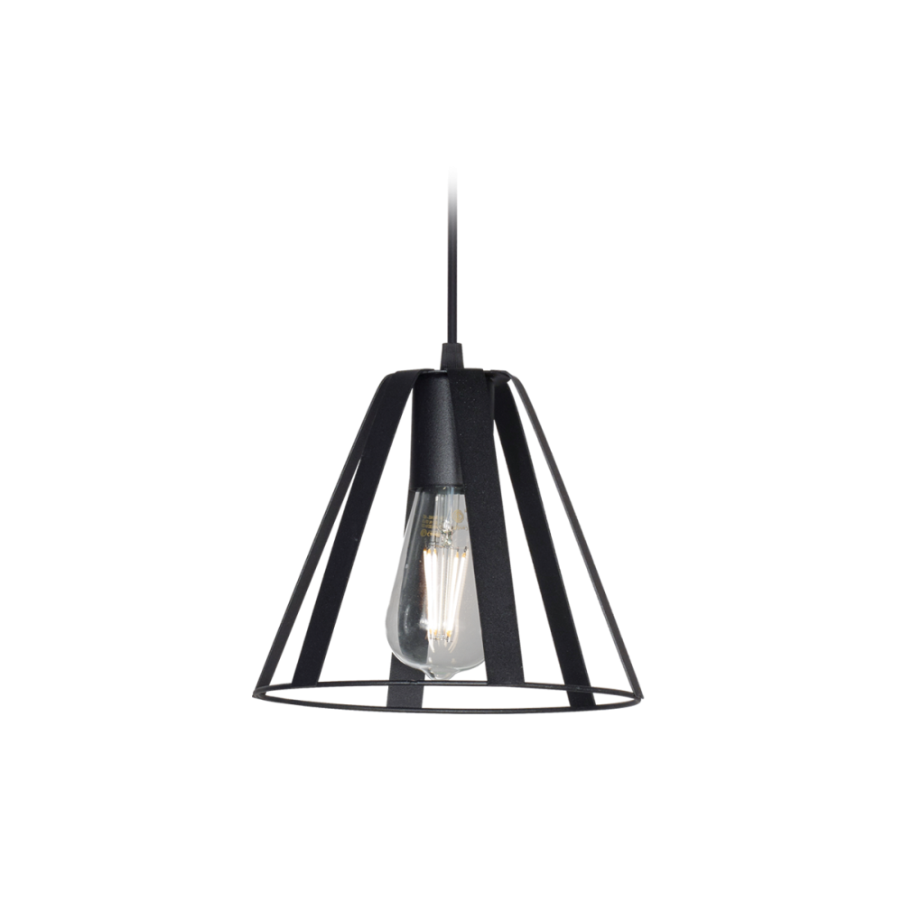 COLGANTE CONICO DE FLEJES MINI 1 LUZ NEGRO   ESQUEL