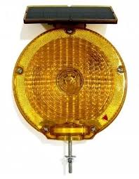Baliza LED SOLAR color ambar doble faz con sensor solar (2 pilas recargables incluidas)