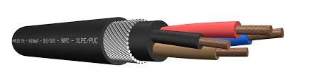 CABLE SUBT COBRE ARMADO 2X 2.5MM2  0,6/1KV - 90ºC  CLASE 5 - AISLACION XLPE - IDENT. MARRON-NEGRO-ROJO - ARMADURA ALAMBRE DE AC. - CUBIERTA PVC NEGRO  (Ex - XF 0225 HNE)