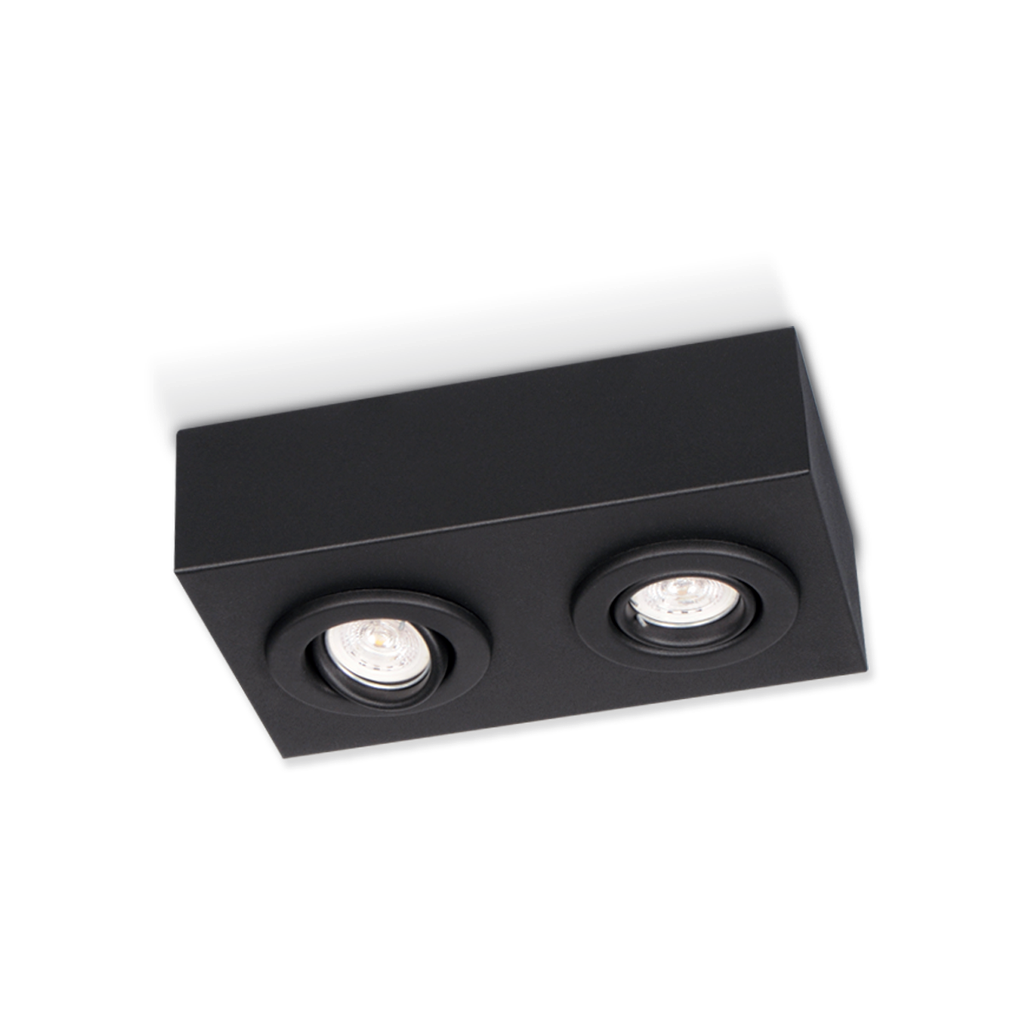 PLAFON RECTANGULAR 17X 28CM GU10 2 LUCES MOVILES NEGRO