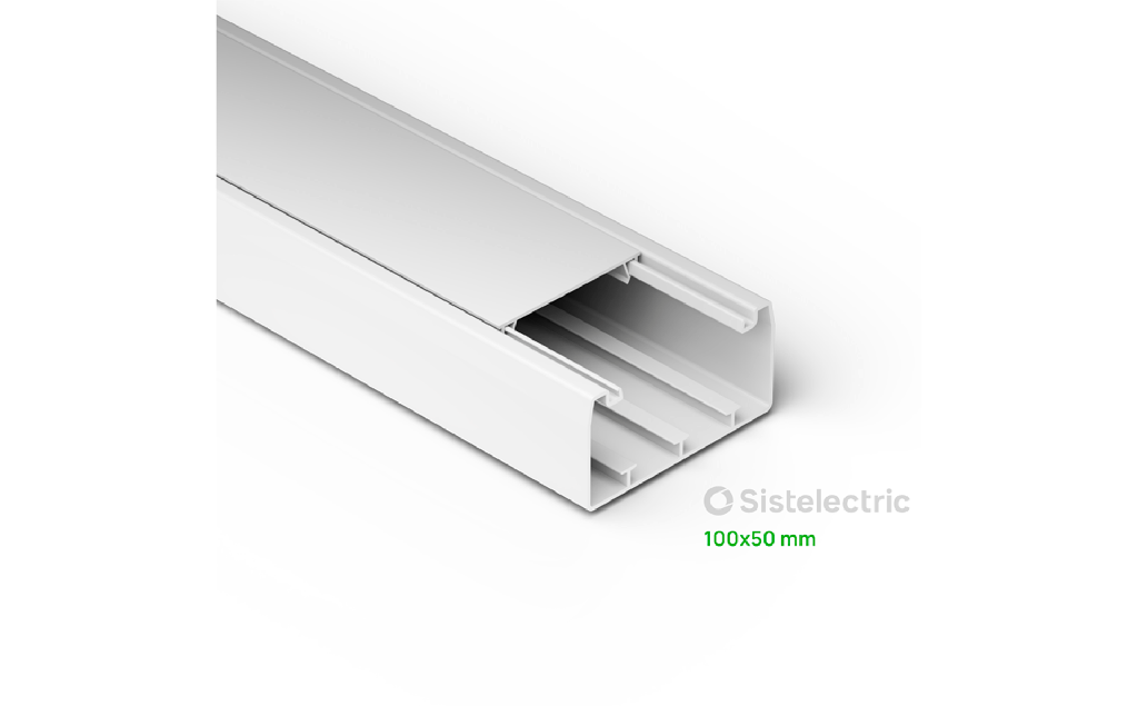 CABLECANAL / UNICANAL 100X50MM BLANCO. COMPATIBLE CON ACCESORIOS ZOLODA. (TRAMO DE 2 METROS - PRECIO POR METRO) 