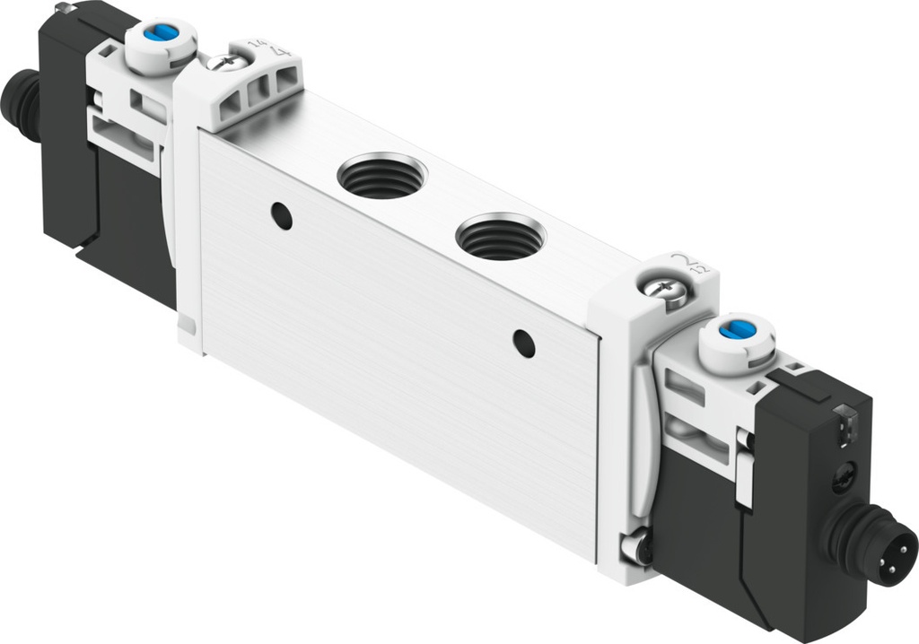 ELECTROVALVULA / 5/3 CENT. ABIERTO / ROSCA G1/8 / CONEX. ELEC. M8 CLAVIJA / TENSION 24 VDC