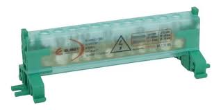 BORNERA DISTRIB. 1P  UNIPOLAR 125A 12 CONEX.   VERDE  RIEL DIN