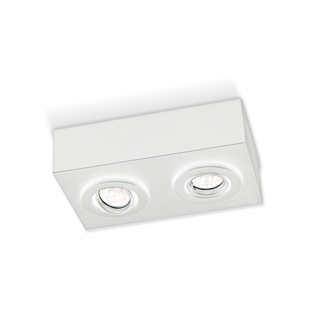 PLAFON RECTANGULAR 17X 28CM GU10 2 LUCES MOVILES BLANCO